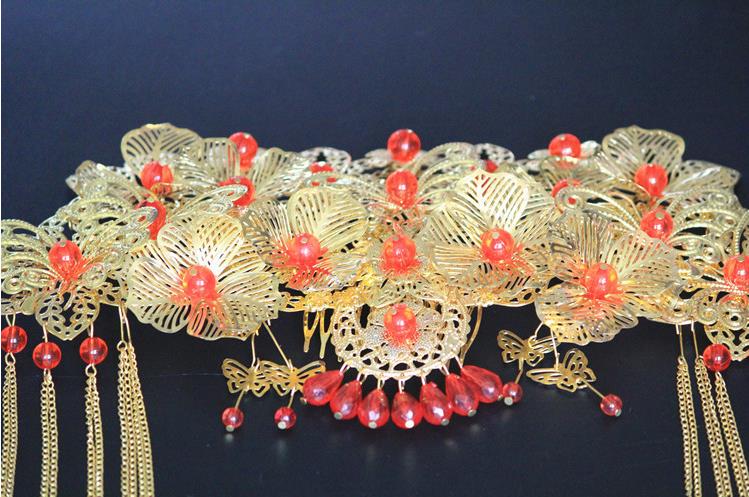 Red costumes, wedding brides, accessories, wholesale Chinese style Phoenix crown dress, grain and clothing accessories, photo tour special p - view 6