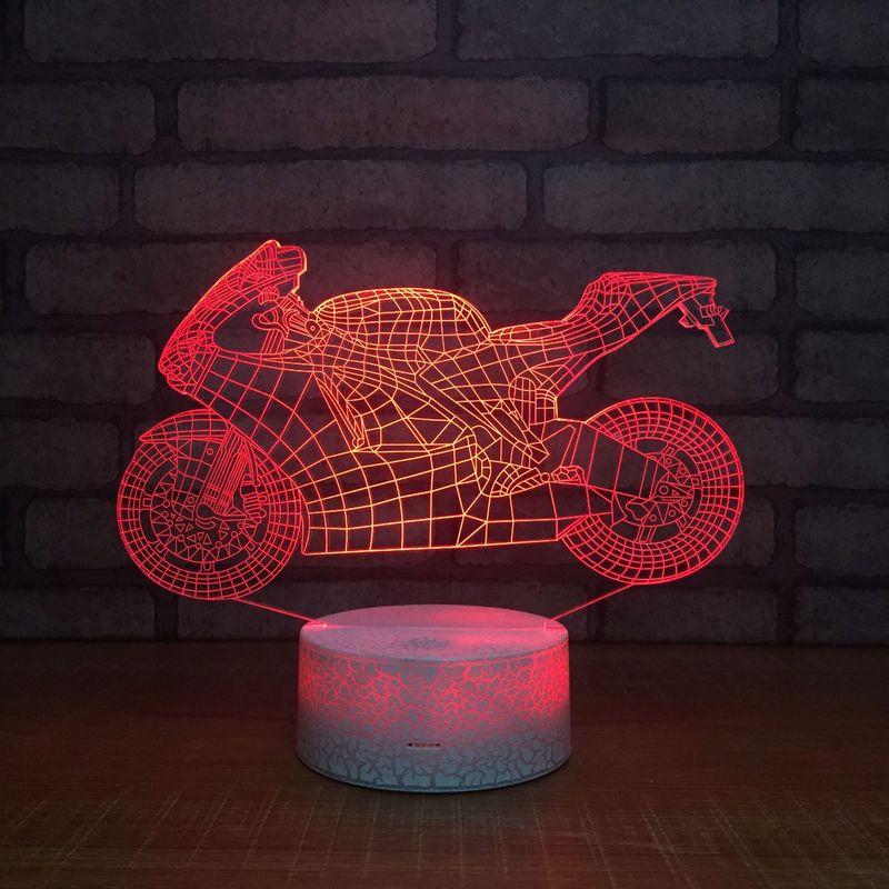 3D Acrylic LED Night Light Motorcycle Shape Touch 7 Color Changing Desk Table Lamp Party Decorative Light Christmas Gift