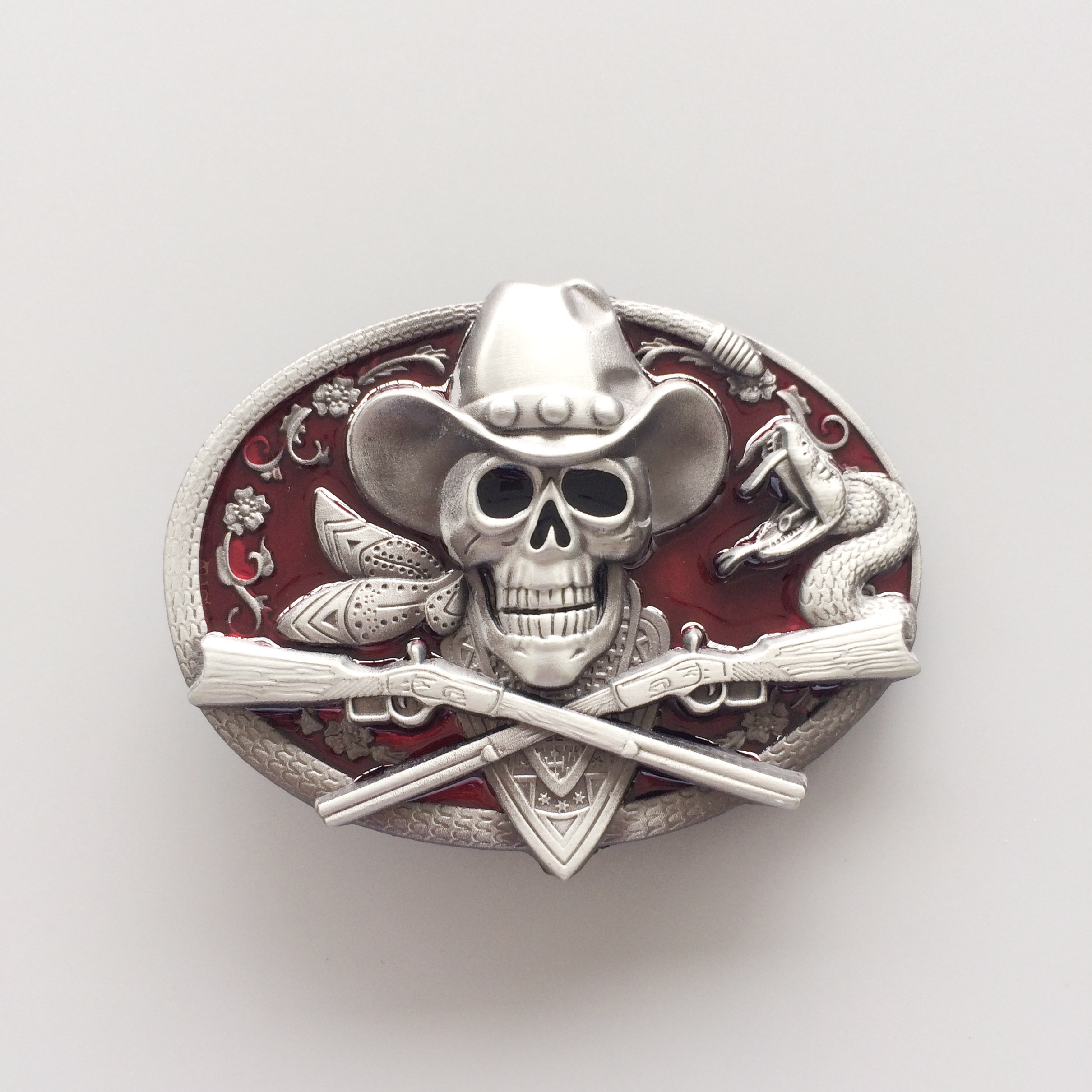 New Western Rodeo Skull Cowboy Red Enamel Oval Vintage Belt Buckle Gurtelschnalle Boucle de ceinture, Slivery;black
New Western Rodeo Skull Cowboy Red Enamel Oval Vintage Belt Buckle Gurtelschnalle Boucle de ceinture, Slivery;black