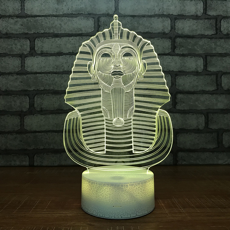 

Egypt Pharaoh Shape 3D Acrylic LED Night Light Touch 7 Color Changing Desk Table Lamp Party Decorative Light Christmas Gift