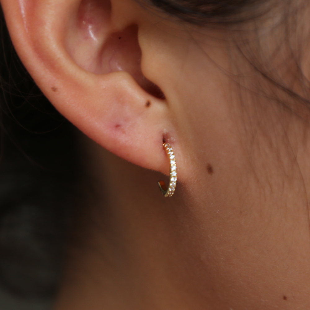 fashion simple round circle cz circle band thin skinning mini hoop minimal delicate girl women multi piercing Gorgeous lovely gold earring