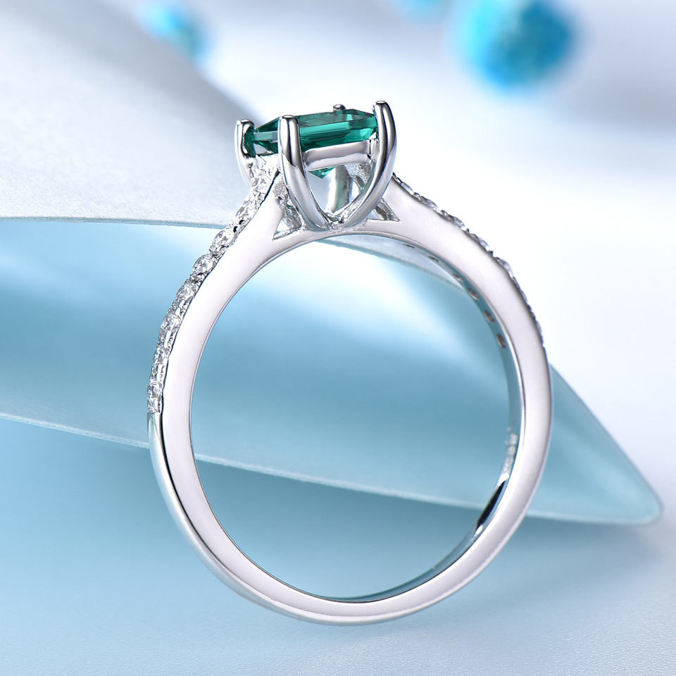 UMCHO Green Nano Emerald Ring Genuine Solid 925 Sterling Silver Fashion Vintage May Birthstone Rings For Women Fine Jewelry S18101001