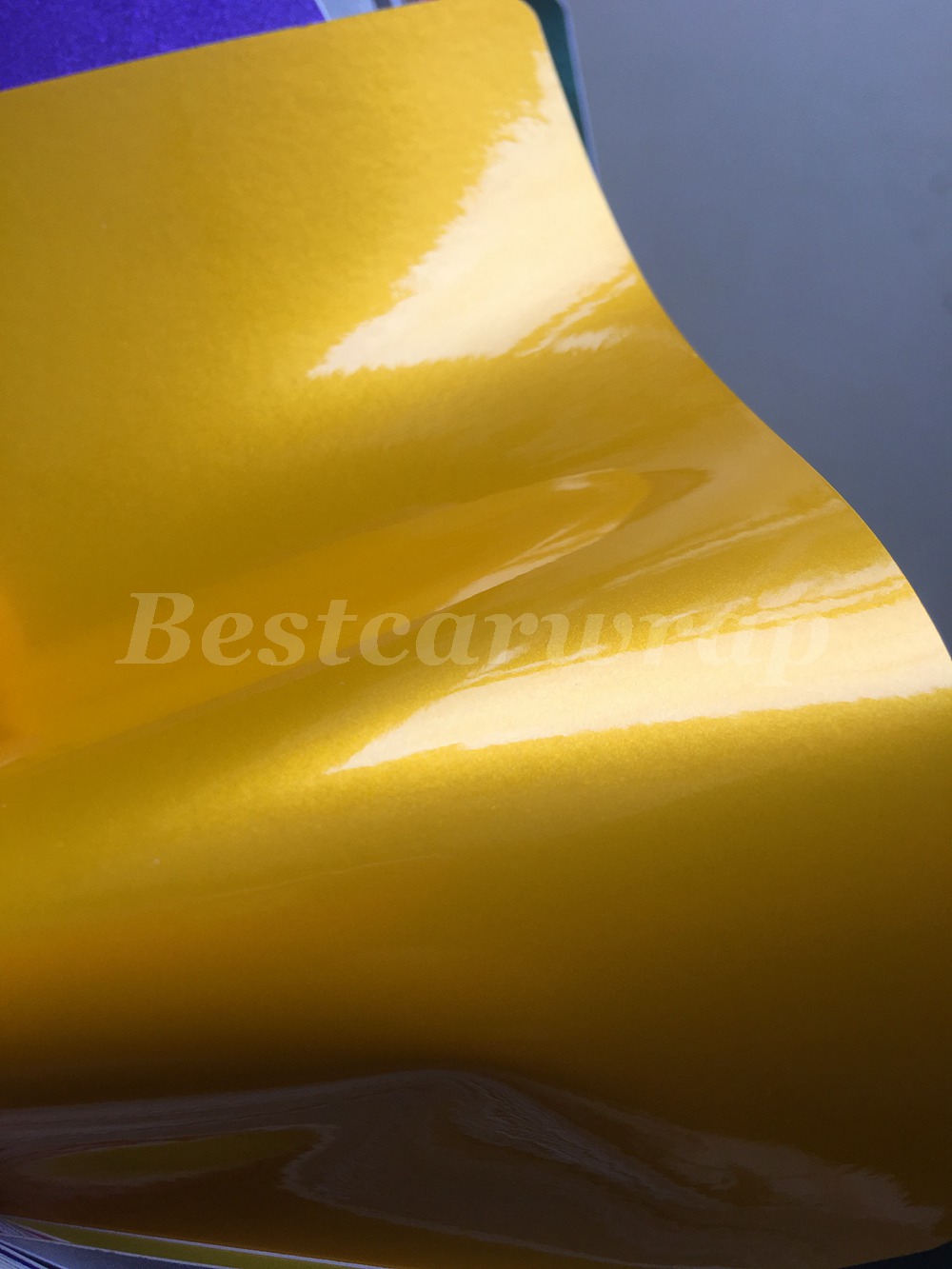 Hornet Yellow Gloss Metallic Vinyl Wrap For Whole Car Wrap Covering With Air bubble Free Like 3M quality Low tack glue Size:1.52*20m( 5x67ft