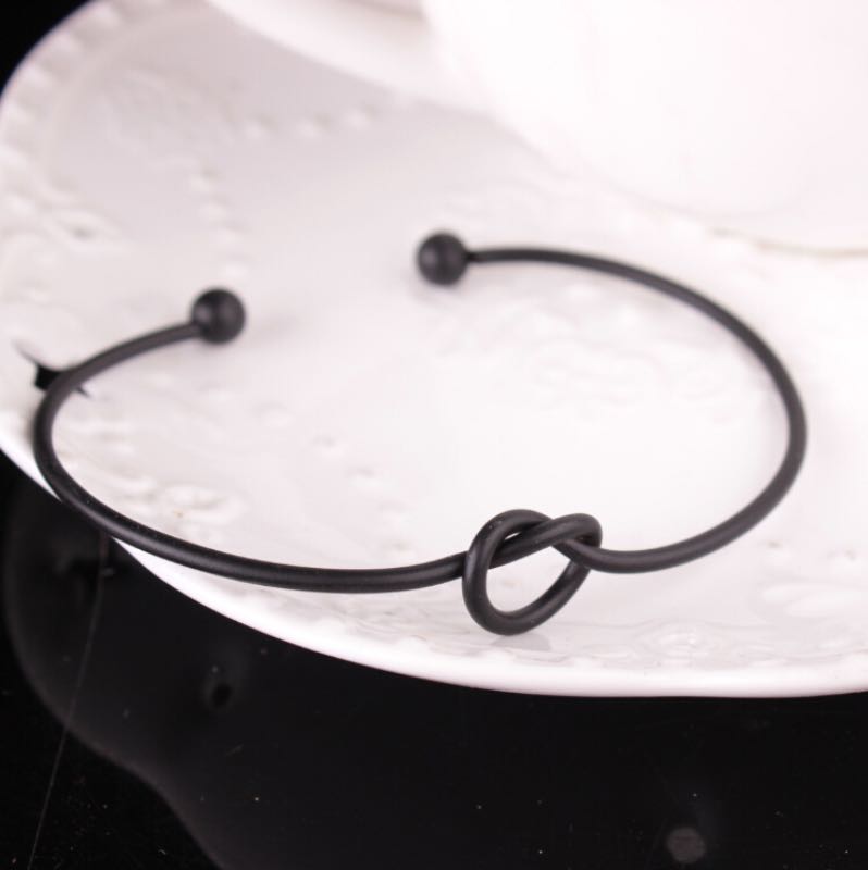 Metal Zinc Alloy Rose Gold Color Tie Knot Bracelet Bangles Fashion Simple Cuff Open Bracelets 4 Colors Adjustable Size For Women