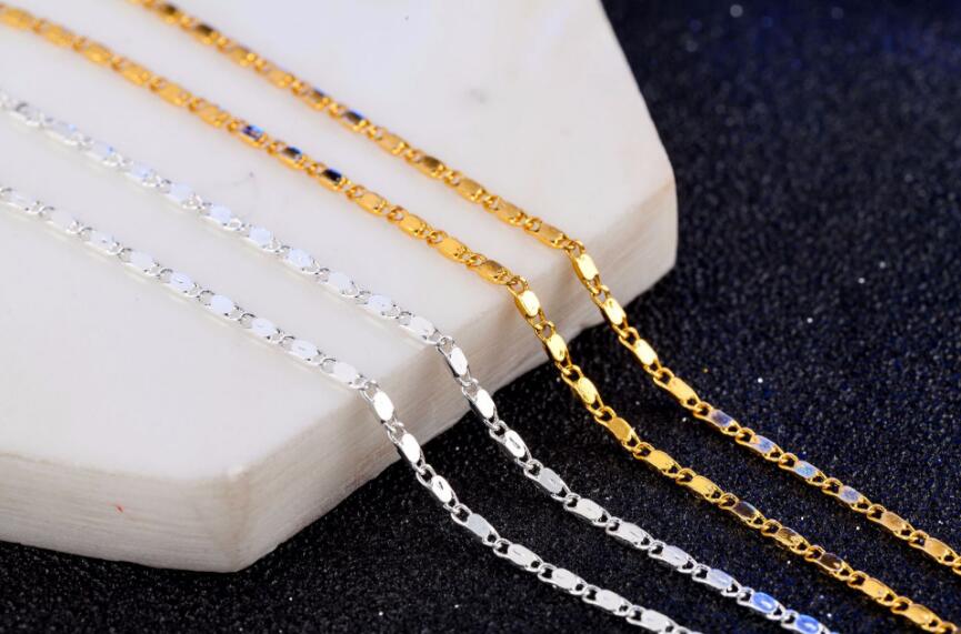 Fashion short clavicle chain plating 18K Gold 2mm smooth flat chain European and American trade accessories necklace 20pcs/lot L412
Fashion short clavicle chain plating 18K Gold 2mm smooth flat chain European and American trade accessories necklace 20pcs/lot L412