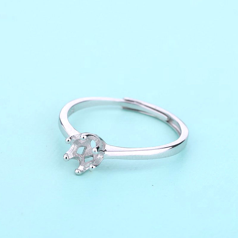 925 Sterling Silver Women Engagement Wedding Ring 4-5MM Round Bead or Pearl Semi Mount Ring Wholesale