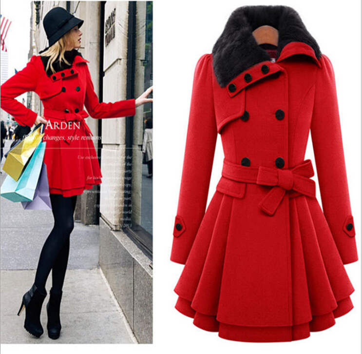 Winter Jacket Women Big Size Women Slim Long Sleeve Coat Double Breasted Coat Thick Coat Belt Womens Jacket Womens Coat