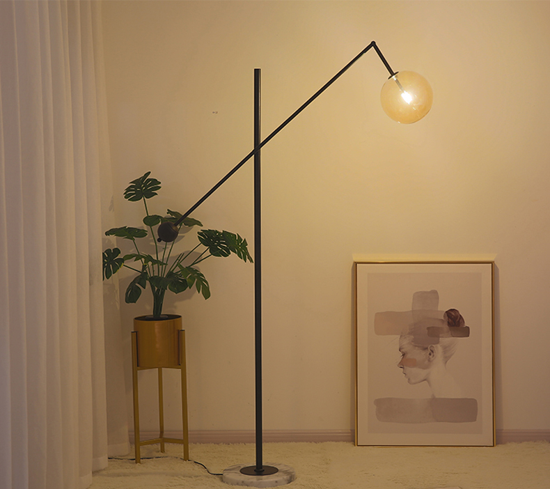 LED FLOOR LAMP Modern Indoor Lighting Living Room Lightings Morden Light Metal Electroplating Glass Ball Lampshade Marble Base