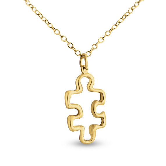 10PCS Hollow Outline Puzzle Piece Necklace Autism Awareness Quote Jigsaw Necklace Mentor Teacher Mom Friends Meaningful Gift