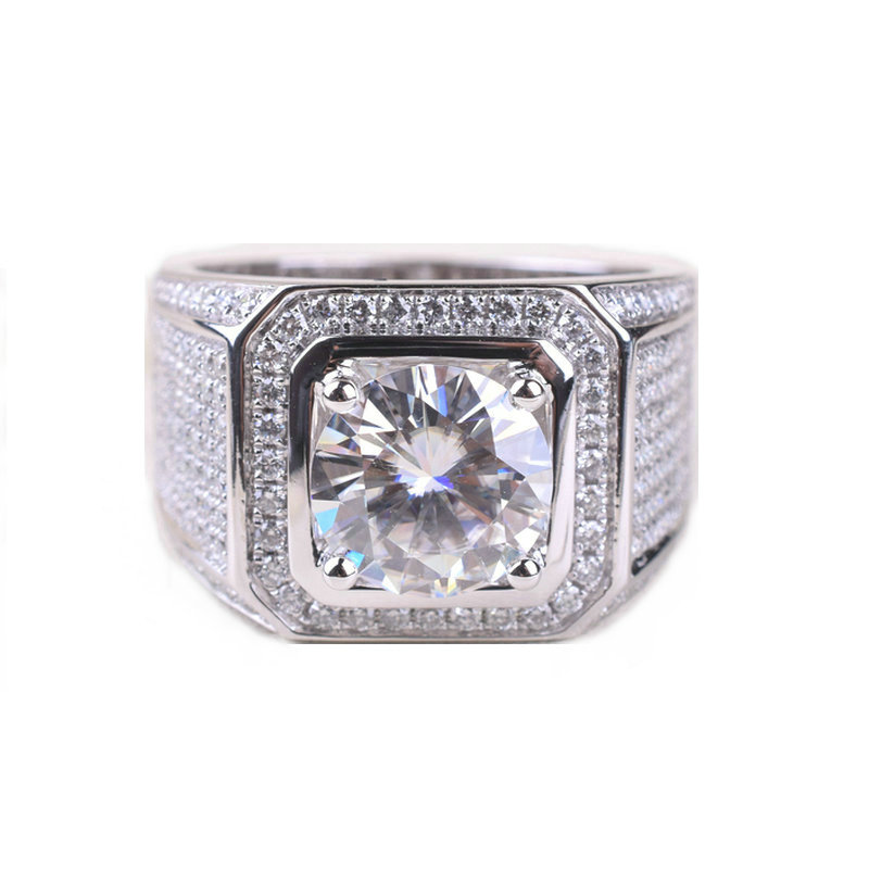 Stunning New Arrival Fashion Luxury Jewelry 925 Sterling Silver White Sapphire Round Cut CZ Zirconia Party Women Wedding Engagment Men Ring