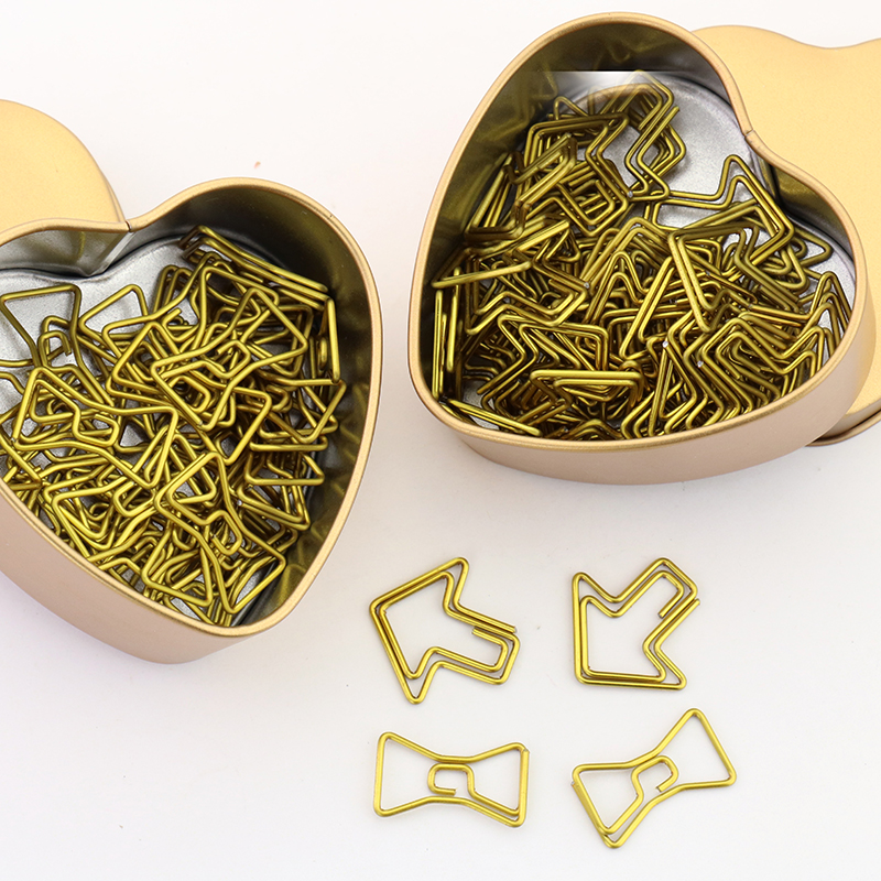 TUTU 50PCS/LOT Metal Material Bow Shape Paper Clip Gold Color Funny Kawaii Bookmark Office School Stationery Marking Clips H0037