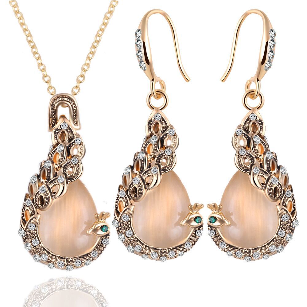 Silver Plated Jewelry Set JQUEEN Big Peacock Opal Necklace Jewelry Set Bride Earrings Necklace, As pic
Silver Plated Jewelry Set JQUEEN Big Peacock Opal Necklace Jewelry Set Bride Earrings Necklace, As pic