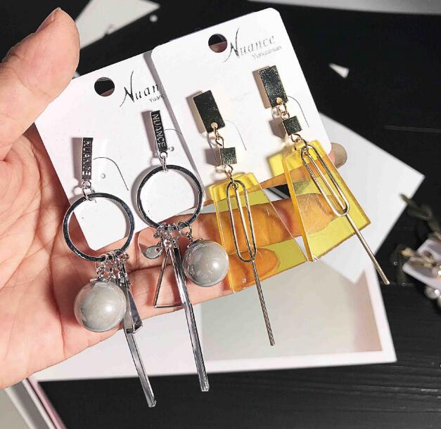 new fashion girl Madam Luxurious geometry Pearl crystal gemstone zircon Earrings alloy Tassels Earrings Mix 15 styles 15 pairs