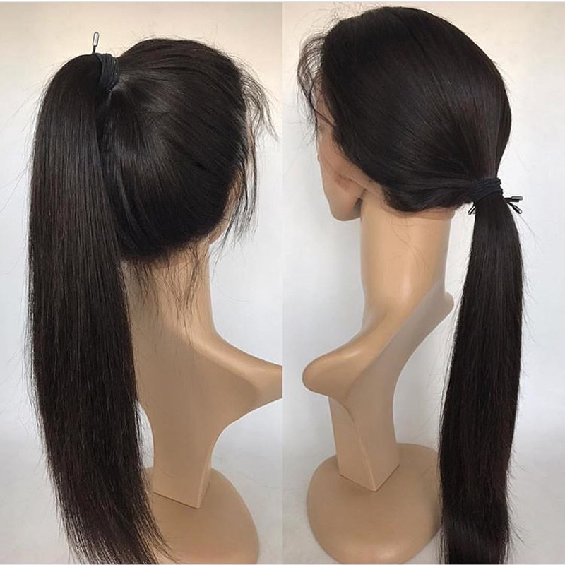 Free shipping Silk Straight Wigs Heat Resistant Fiber Hair Natural Black brown burgundy color Synthetic Lace Front Wig For Women