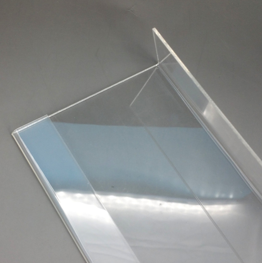 Acrylic T1.3mm Clear Plastic Table Sign Price Tag Label Display Paper Promotion Card Holders Small L Shape Stands 50pcs