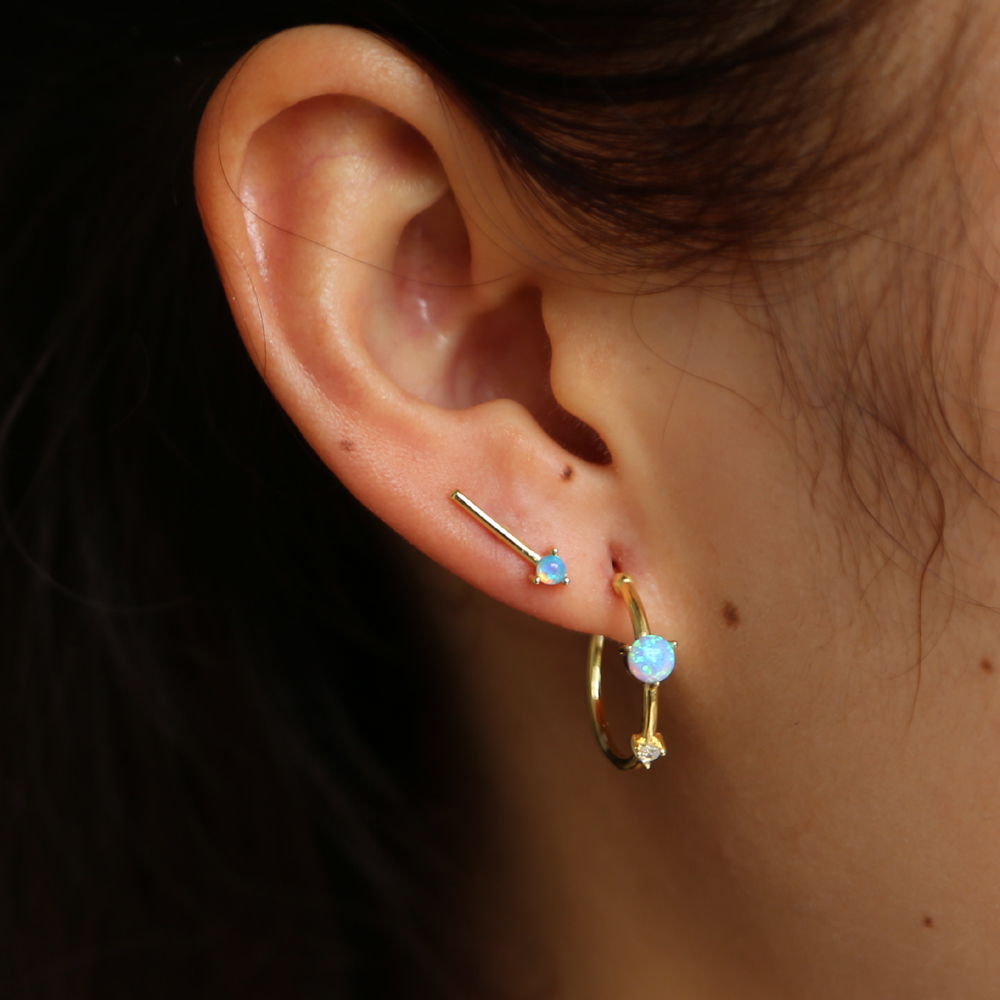 925 sterling silver opal hoop earring gold plated minimal thin circle hoops simple fashion girl women gift earring jewelrys