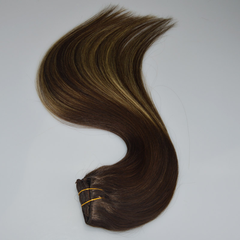 ombre color #3 Fading to #24 14"-24" 7Pcs 120G balayage highlights Full head real human hair clip in extensions