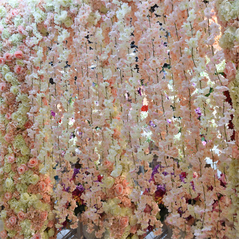 Artificial Cherry blossom Rattan Decorative DIY wedding vine silk flower upgrade new decoration for hotel background shop window decor 1.8m
