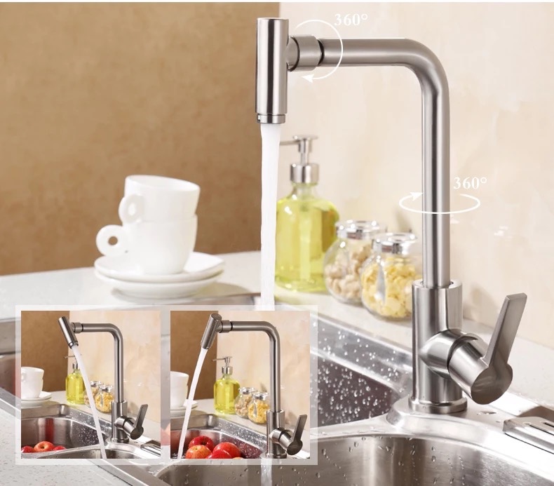 Kitchen Faucet Single Handle Mixer Swivel 720 Degree Spout Stainless steel Kitchen Sink Faucet Hot Cold Water Water Tap
Kitchen Faucet Single Handle Mixer Swivel 720 Degree Spout Stainless steel Kitchen Sink Faucet Hot Cold Water Water Tap