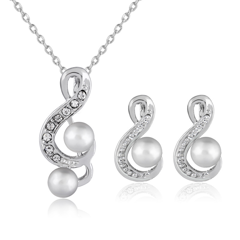 Fashion White Ball Faux Pearl Rhinestone Chain Silver Necklace Earrings Sets Women Girl's Engagement Gift Jewelry
Fashion White Ball Faux Pearl Rhinestone Chain Silver Necklace Earrings Sets Women Girl's Engagement Gift Jewelry