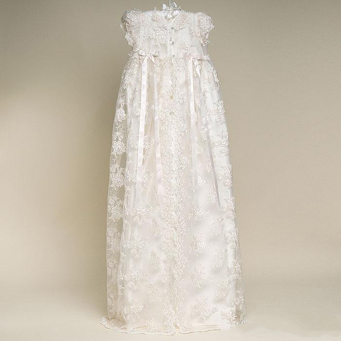 Two in One Vintage Lace Christening Gowns Short Sleeves Ivory White Champagne Long Babies Baptism First Communion Dresses