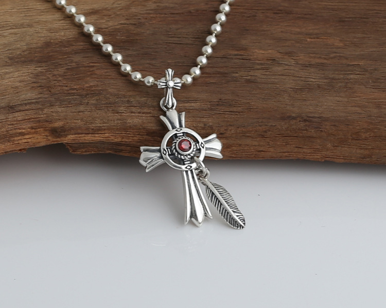 2018 new 925 sterling silver fashion jewelry vintage brand antique silver hand-made designer crosses feather pendants men