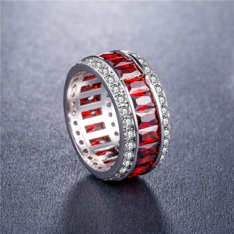 Vecalon 8 colors Birthstones ring White Gold Filled Princess cut zircon crystal wedding band ring For women Dropshipping Jewelry