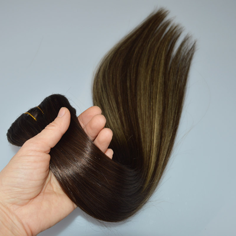 ombre color #3 Fading to #24 14"-24" 7Pcs 120G balayage highlights Full head real human hair clip in extensions