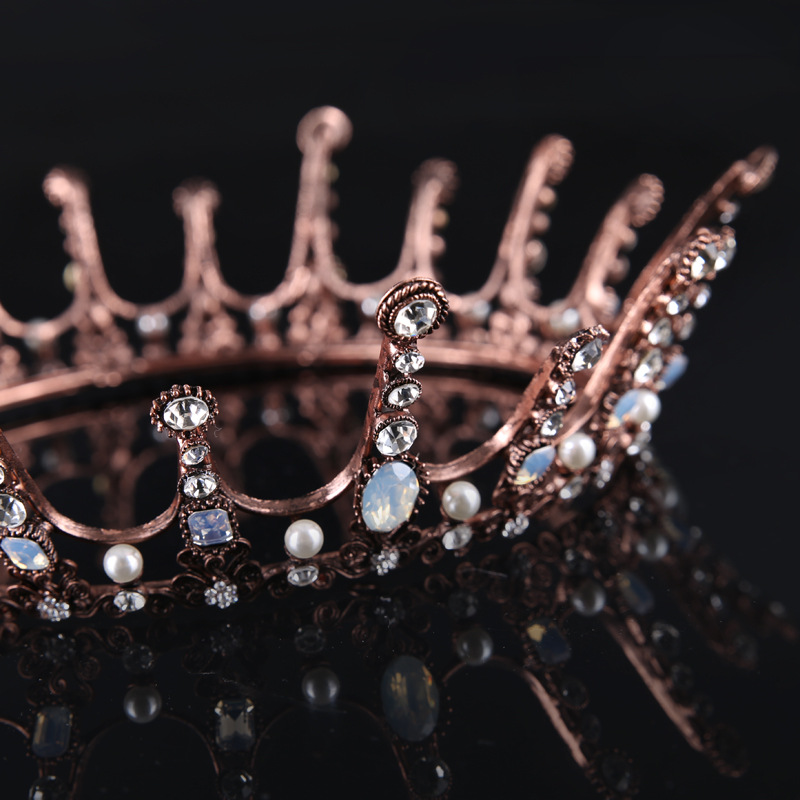 Vintage Bridal Crown Rose Gold Rhinestone Crystals Wedding Crowns Crystal Headpieces Hair Accessories Party Tiaras Baroque chic Handmade
