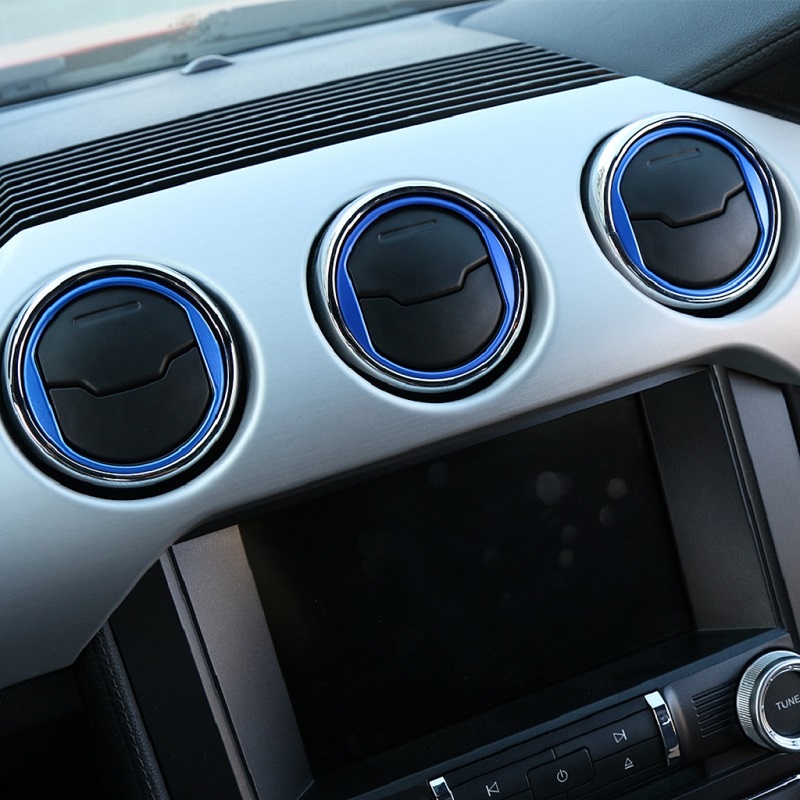 Car Dashboard Central Vent Decoration Circle Ring Aluminum Alloy For Ford Mustang 2015+ Auto Interior Accessories