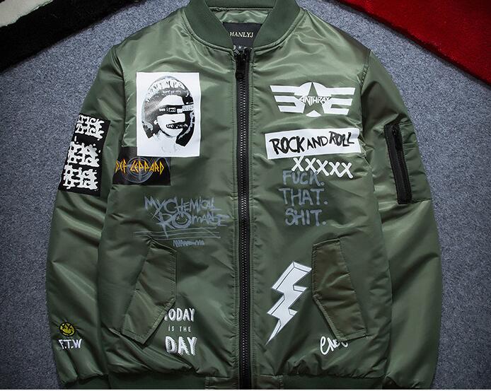 men/women street Graffiti rock and roll baseball Coat MA1 pilot flight bomber jacket Outerwear jaqueta feminina chaquetas mujer, Black
men/women street Graffiti rock and roll baseball Coat MA1 pilot flight bomber jacket Outerwear jaqueta feminina chaquetas mujer, Black