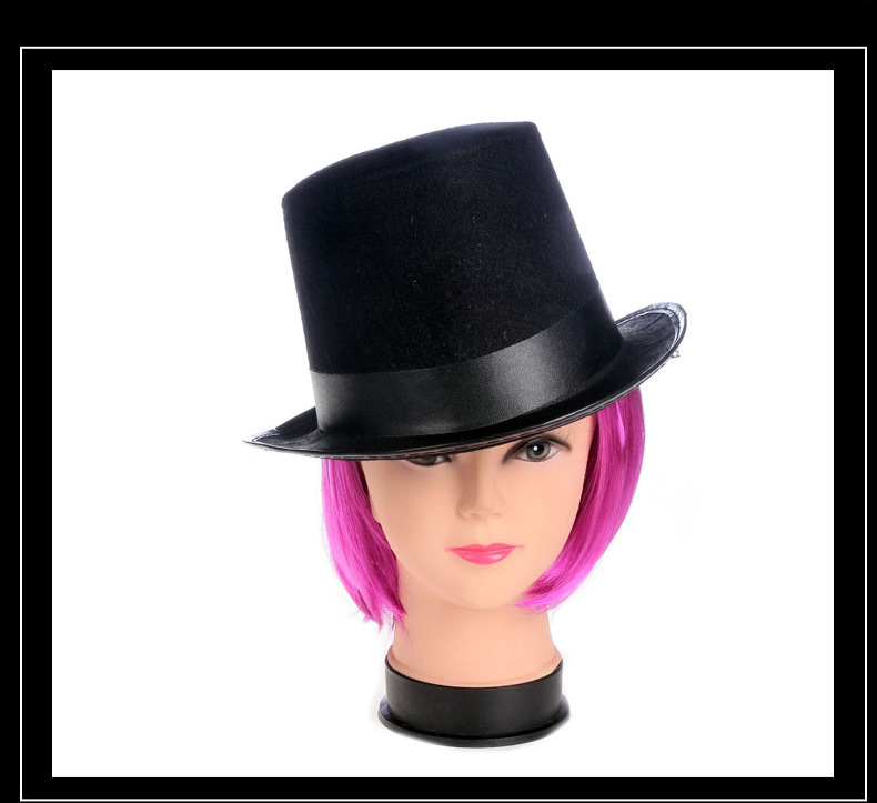 Retro classic Black Top Hat Magic hat Abraham lincoln hats Masquerade Party dress up halloween Accessory tall black felt hat for men women