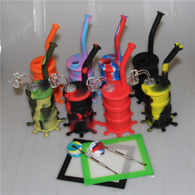 Silicone smoking water pipes silicone hookah unbreakable bong dar rig with quartz nails 120mm dabber tool 14*11.5cm silicone mat container
Silicone smoking water pipes silicone hookah unbreakable bong dar rig with quartz nails 120mm dabber tool 14*11.5cm silicone mat container