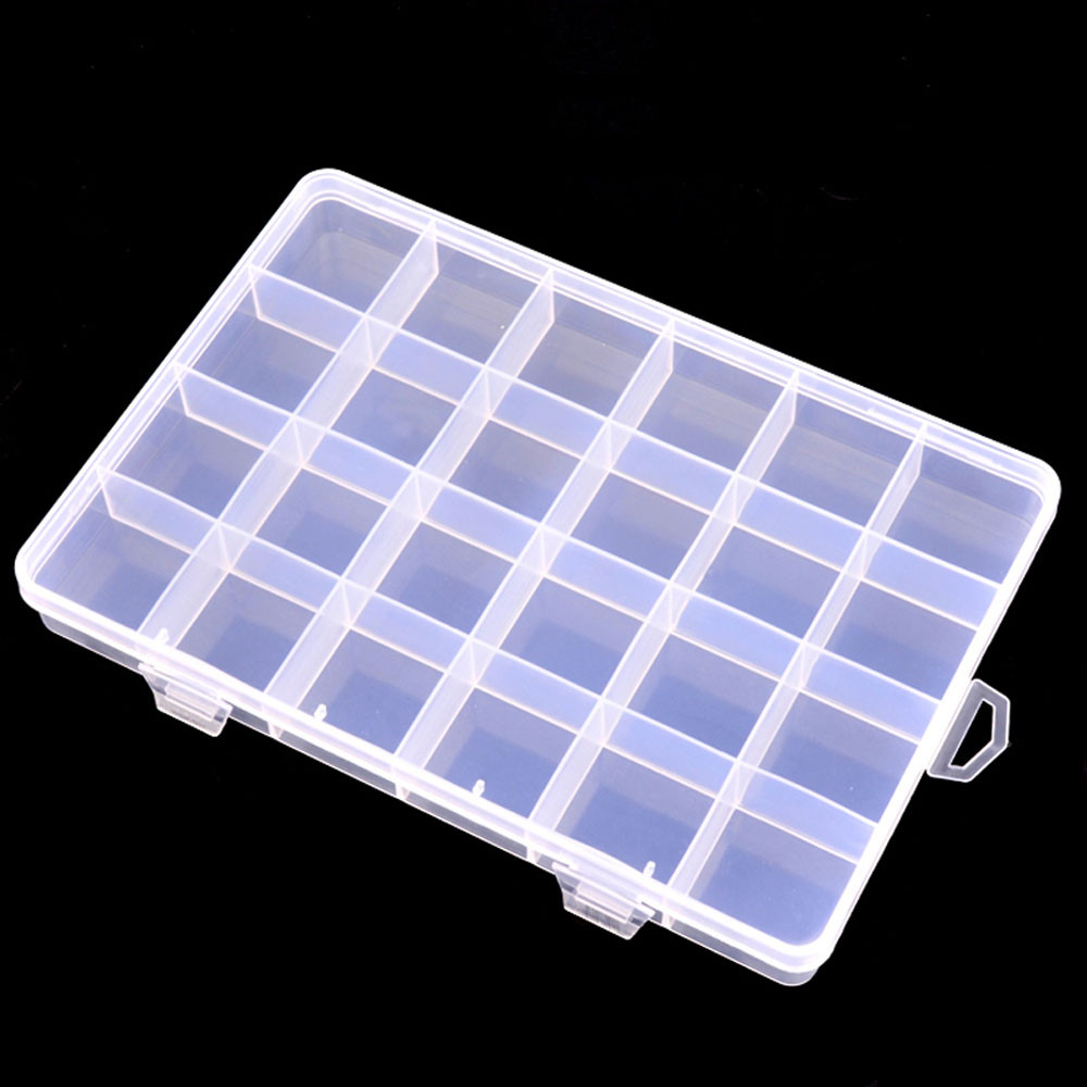 Newest Plastic 24 Slots Adjustable Jewelry Storage Box Case Craft Organizer Beads So Hot Sundries Storage Container