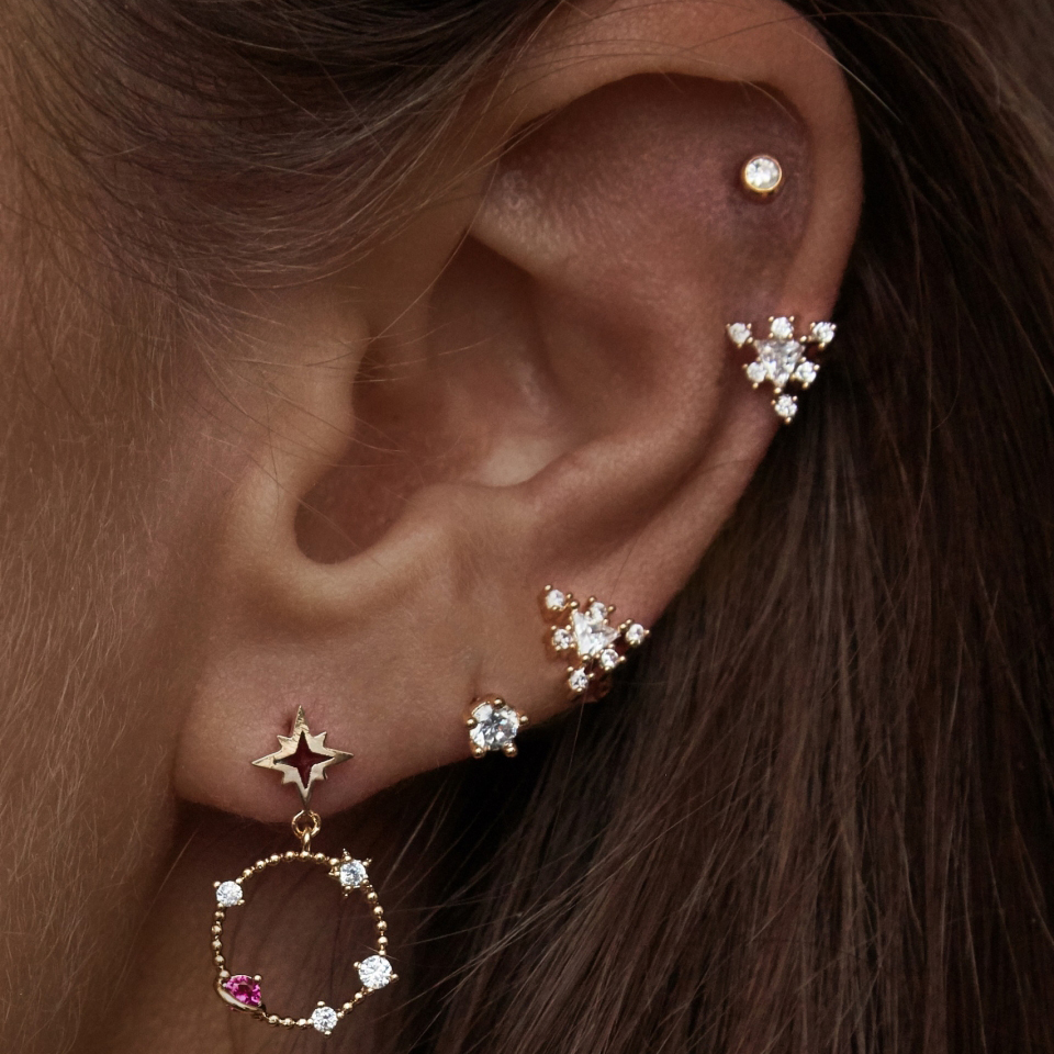 fashion gorgeous women jewelry gold plated star northstar charm christmas gift personalized dangle earring