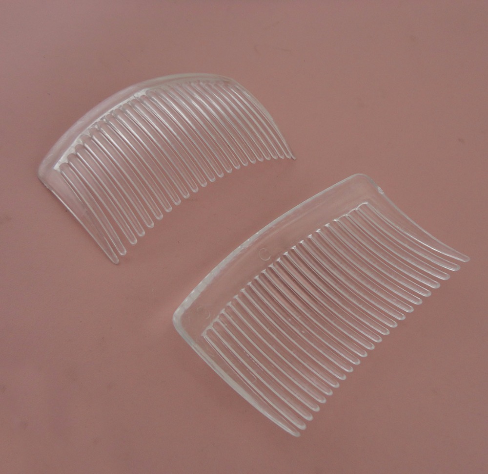 20PCS 5.0cm*8.5cm 23teeth Clear plain plastic hair combs for diy hair accessories bridal headpieces,transparent side combs