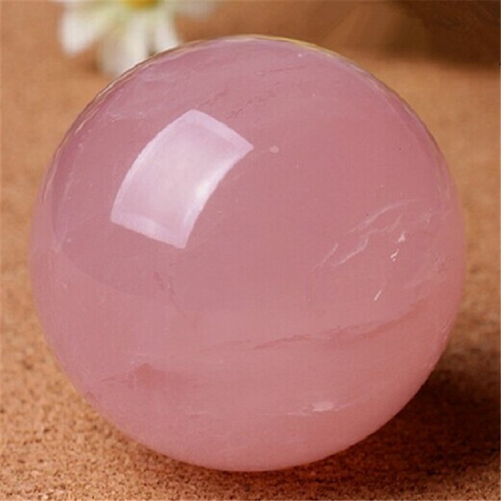Rockcloud Healing Crystal Natural Pink Rose Quartz Gemstone Ball Divination Sphere decorative with Wood Stand Arts and Crafts3208061