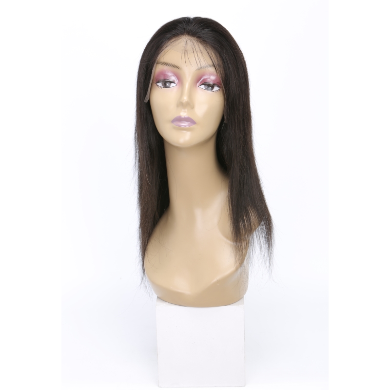 Indian Raw Virgin Human Straight 14-32Inch Lace Front With Baby Hair 9A Wigs Adjustable Band