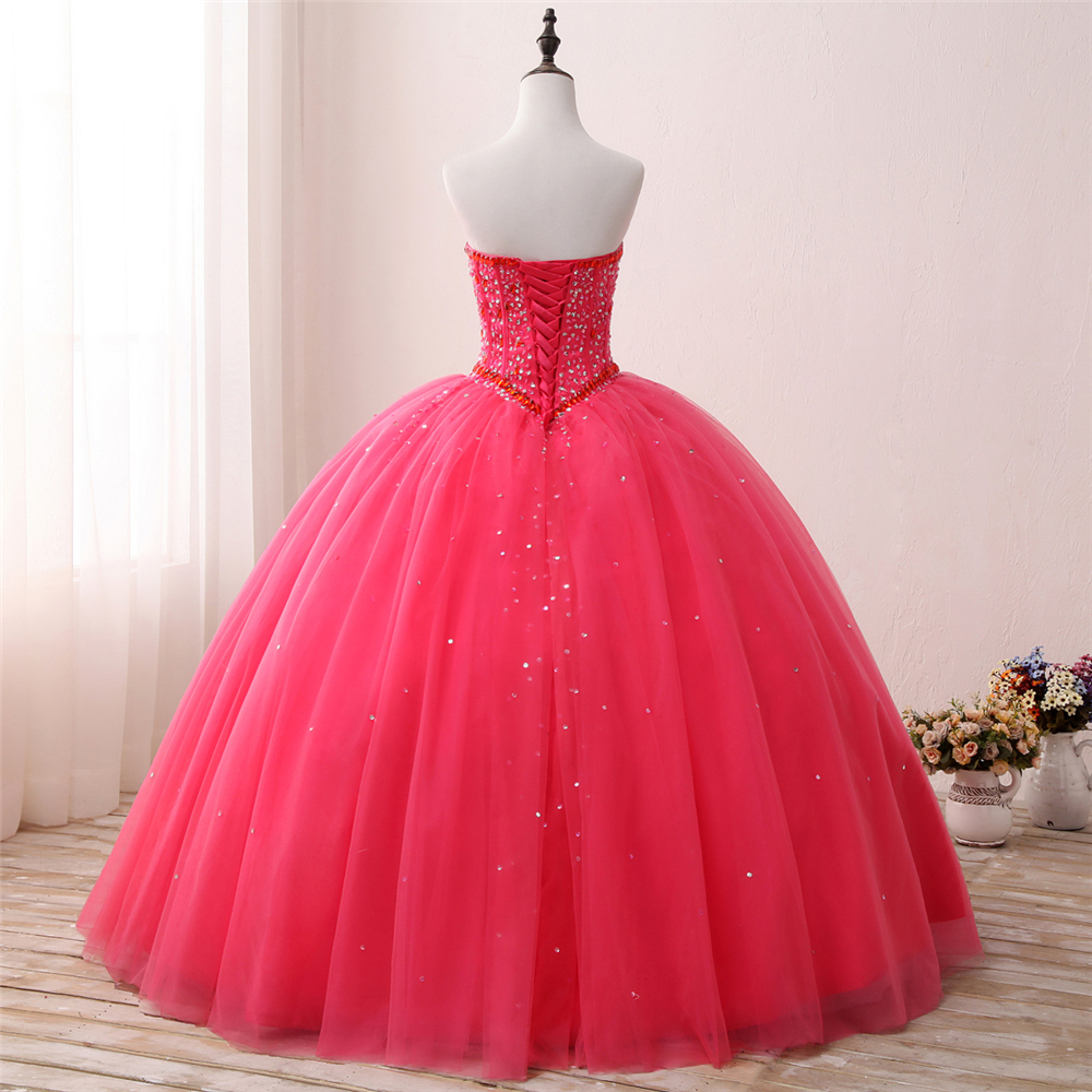 2018 New Arrived Real Photo Sexy Crystal Ball Gown Quinceanera Dress with Beading Sequin Tulle Sweet 16 Dress Vestido Debutante Gowns BQ133