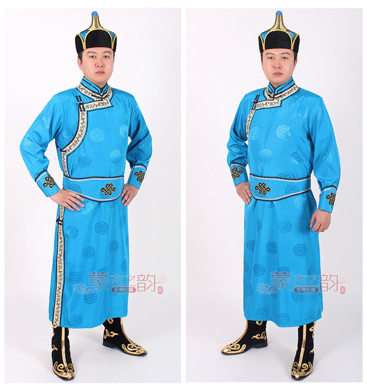 New fashion Mongolian long robe men's wedding party ethnic clothing grassland living costume Chinese national dress male