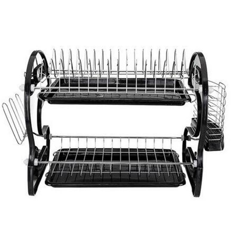 Free shipping Multifunctional Dual Layers Bowls & Dishes & Chopsticks & Spoons Collection Shelf Dish Drainer Black