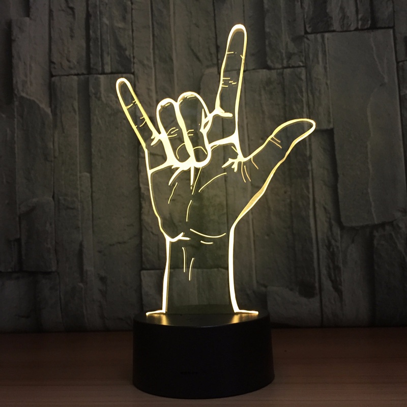I Love You Gesture 3D Acrylic LED Night Light Touch Switch Desk Table Lamp Party Decorative Light Valentines Day Gift