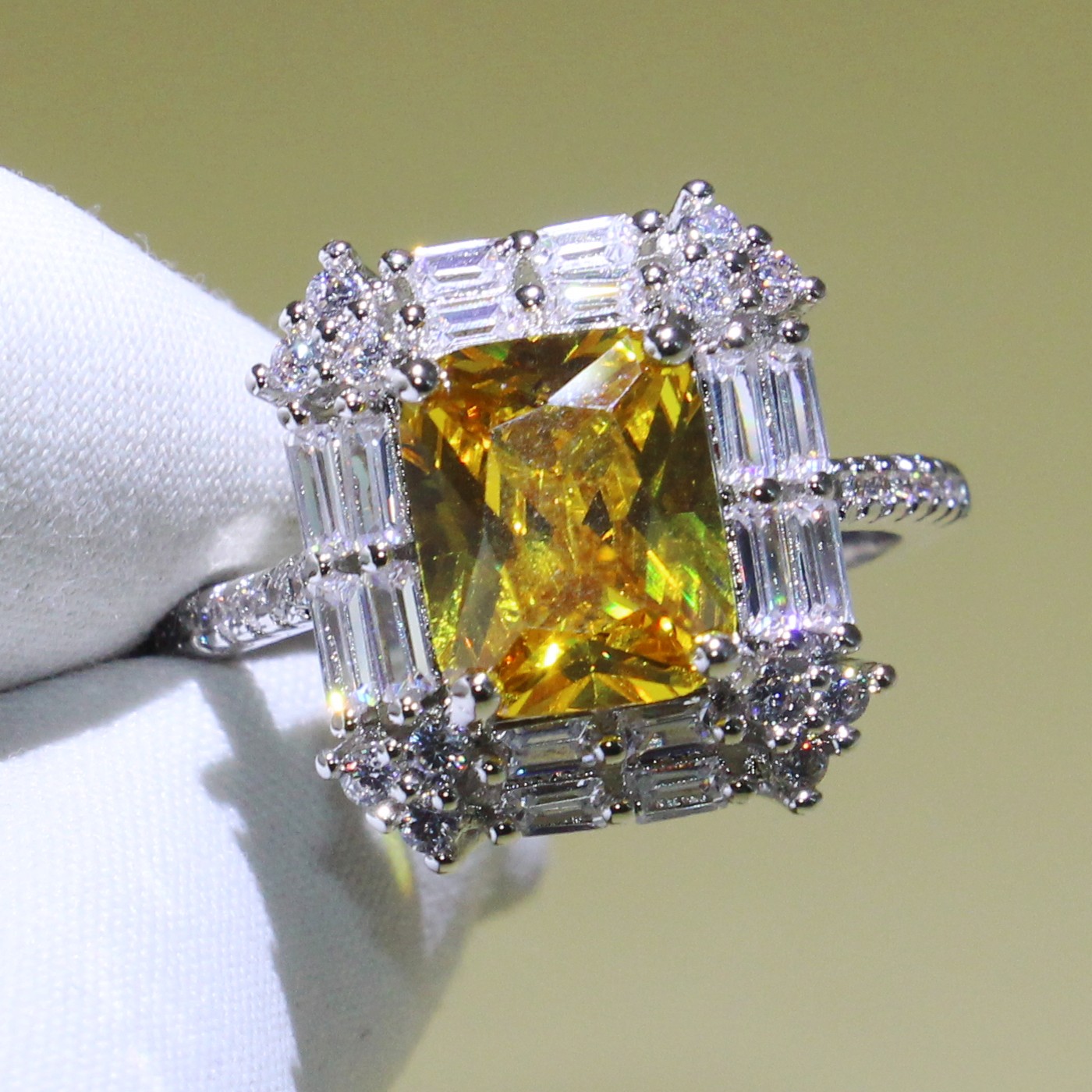 Victoria Wieck Stunning Handmade Luxury Jewelry 925 Sterling Silver T Princess Cut Gold Topaz CZ Diamond Women Wedding Band Ring For Lover