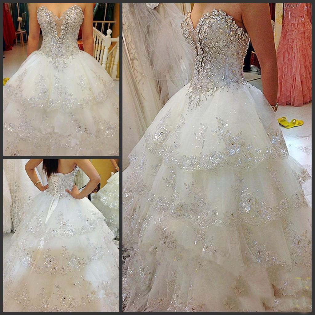 2019 Shiny Sparkly Beads Crystal Wedding Dresses Ball Gown Sweetheart Princess Layered Bling Elegant Bridal Gowns Spring Gorgeous, Silver
2019 Shiny Sparkly Beads Crystal Wedding Dresses Ball Gown Sweetheart Princess Layered Bling Elegant Bridal Gowns Spring Gorgeous, Silver
