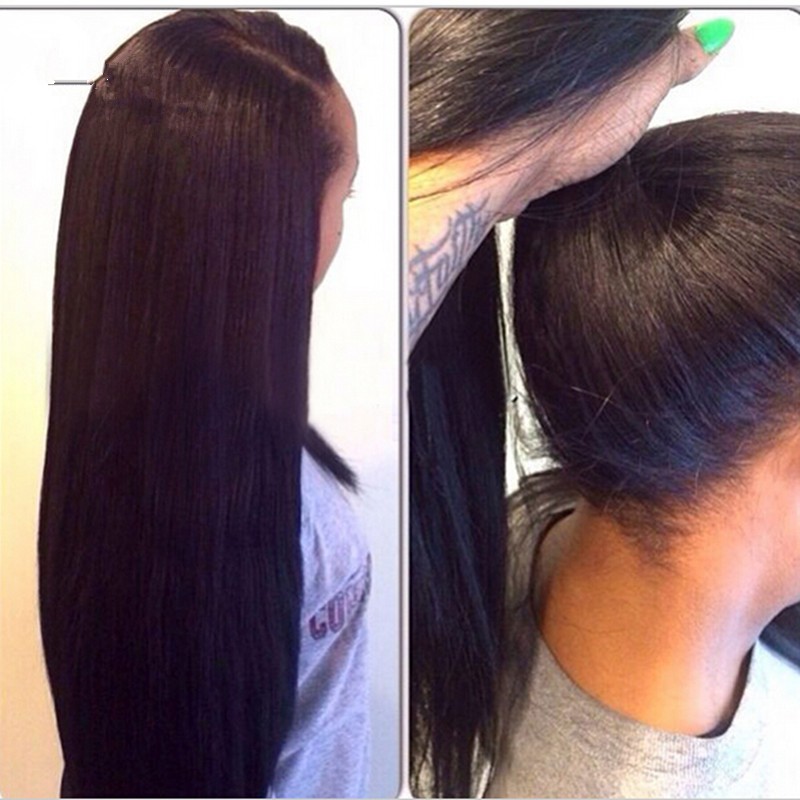 Stock Yaki Straight Lace Front Wig 18-30 inch Long Women's Lace Frontal Wig Natural Black Color Synthetic Lace Fully Hair