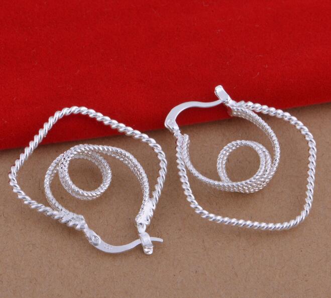 mix 12 style 12pairs/lot Mark 925 plating 925 sterling silver Double circle Ear hoop earrings fashion gifts hyperbole big Ear ring