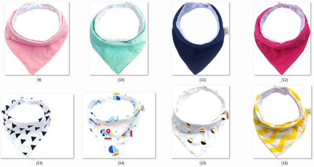20pcs Baby Triangle Bib burp cloths soft 100% Cotton minky dots water absorption Bandana Bibs Infant Saliva Bavoir Towel Pinafore Apron YE08