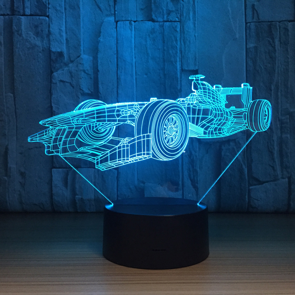New 3d Lights F1 Racing Colorful Touch Lamp Acrylic Led Touch Led Usb Luminaria Led Night Light Room Lamp