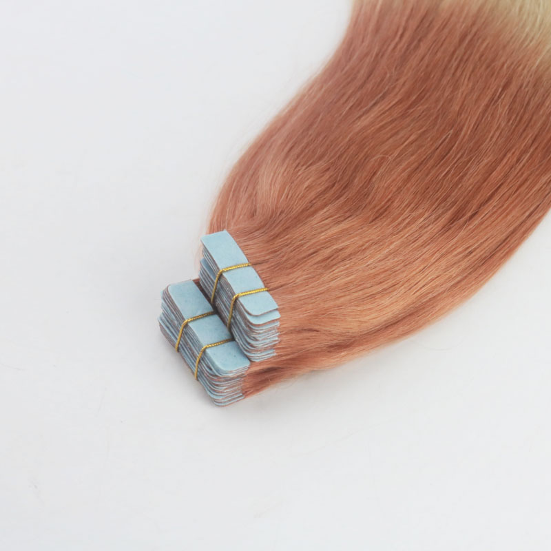 Tape In Hair Extensions 14-24" Ombre Red Fading to Blond #613 Brazilian Reny Hair Full Set Skin Weft Hair Extensions 40Pcs 100G/Package