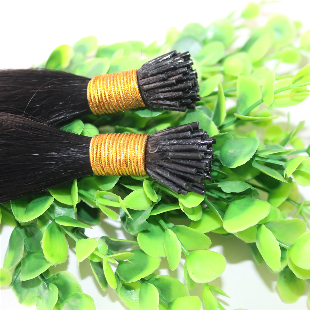 100Strands 100g/set Pre-bonded Brazilian Remy Human Hair Extension Natural Black I Stick tip Hair Extension